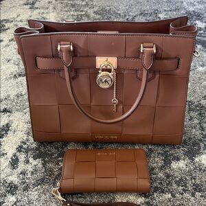 Michael Kors Tan Satchel and Wallet Set